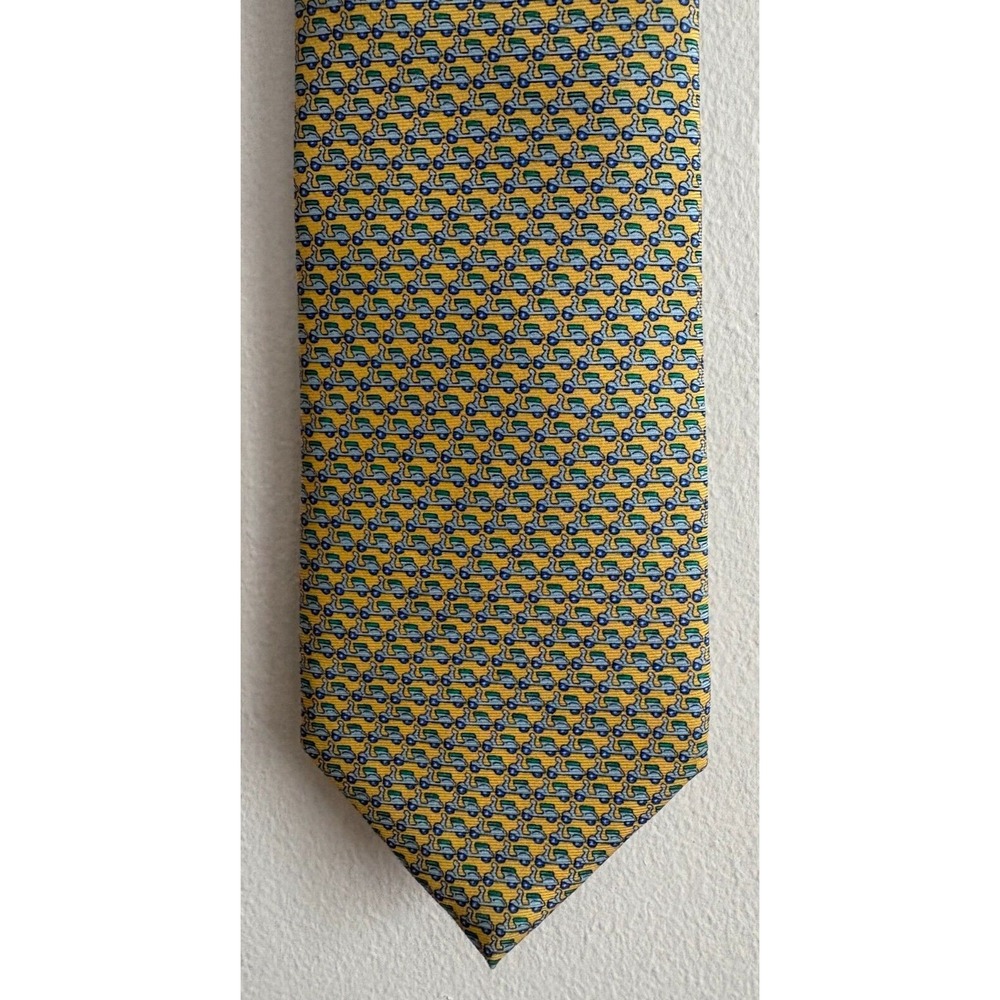 BROOKS‎ BROTHERS 100% Silk Yellow Scooter Print Men's Neck Tie EUC
